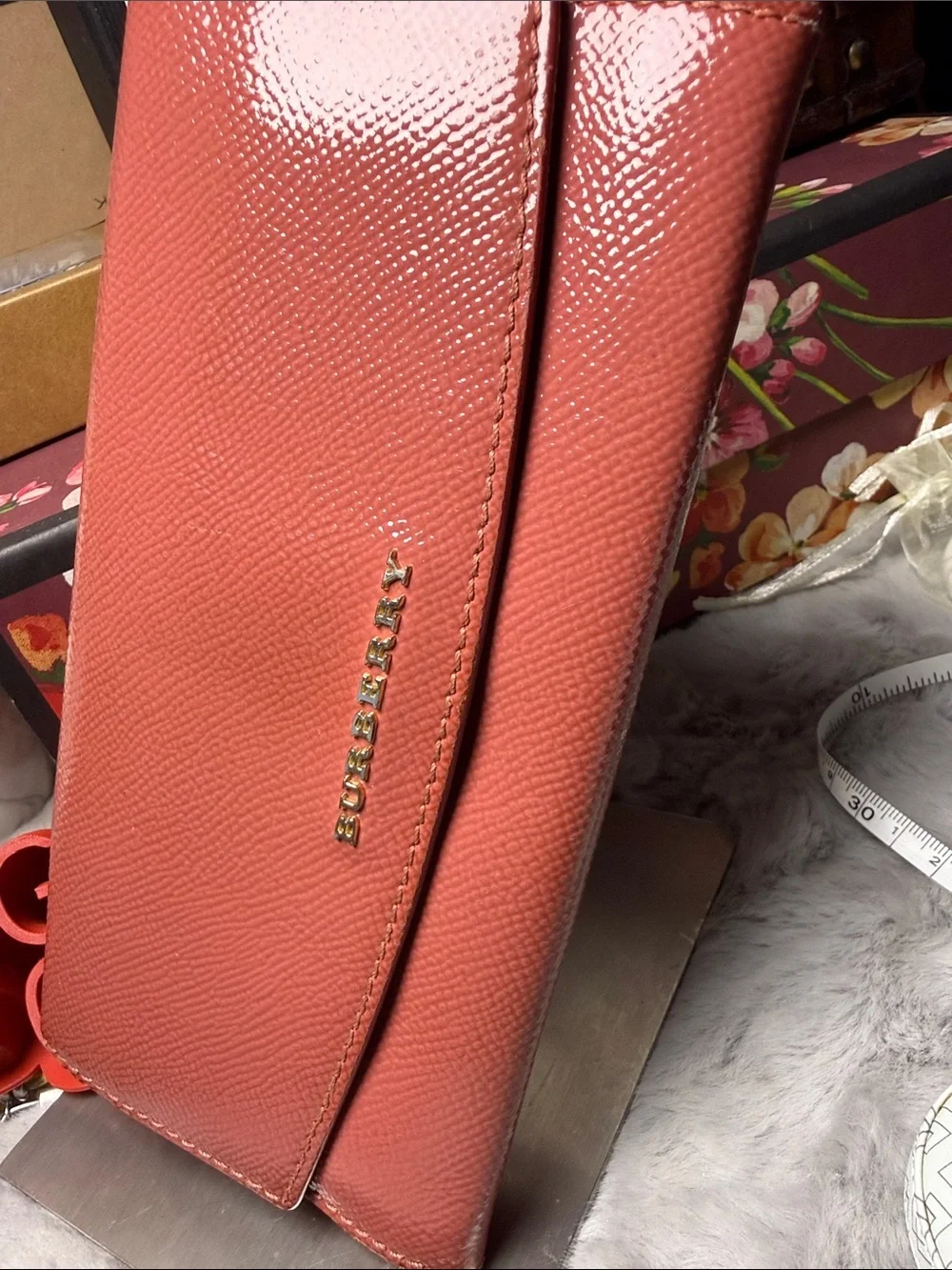 Burberry Coral-Pink Leather Continental Wallet